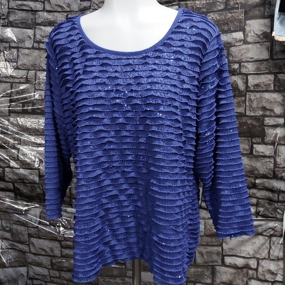 Notations Layered Ruffle Bling Blouse - Picture 12 of 17